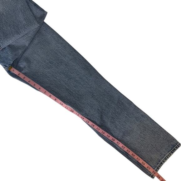 Agolde High Waisted Washed Blue Denim Button Fly Ripped Straight Jeans size 26 - Picture 9 of 11